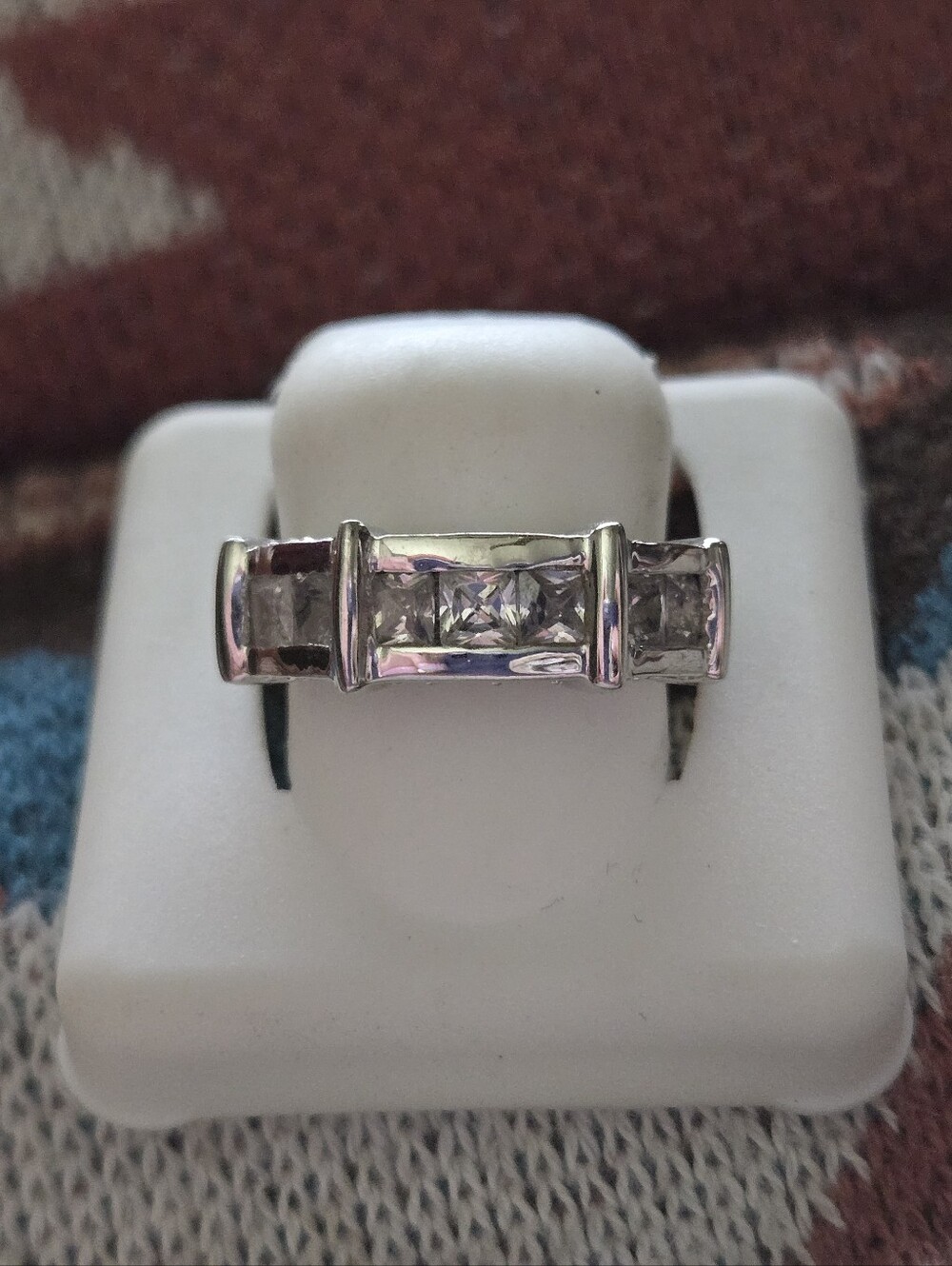 Sterlibf Silver Band With Princess Cut Czs